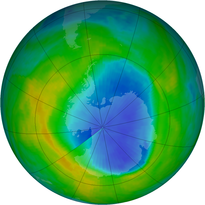 Antarctic ozone map for 16 November 1985